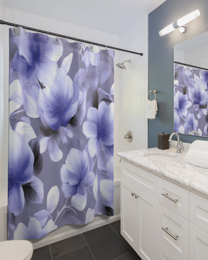Indigo Blossom Floral Bunch Shower Curtains, 71" x 74"
