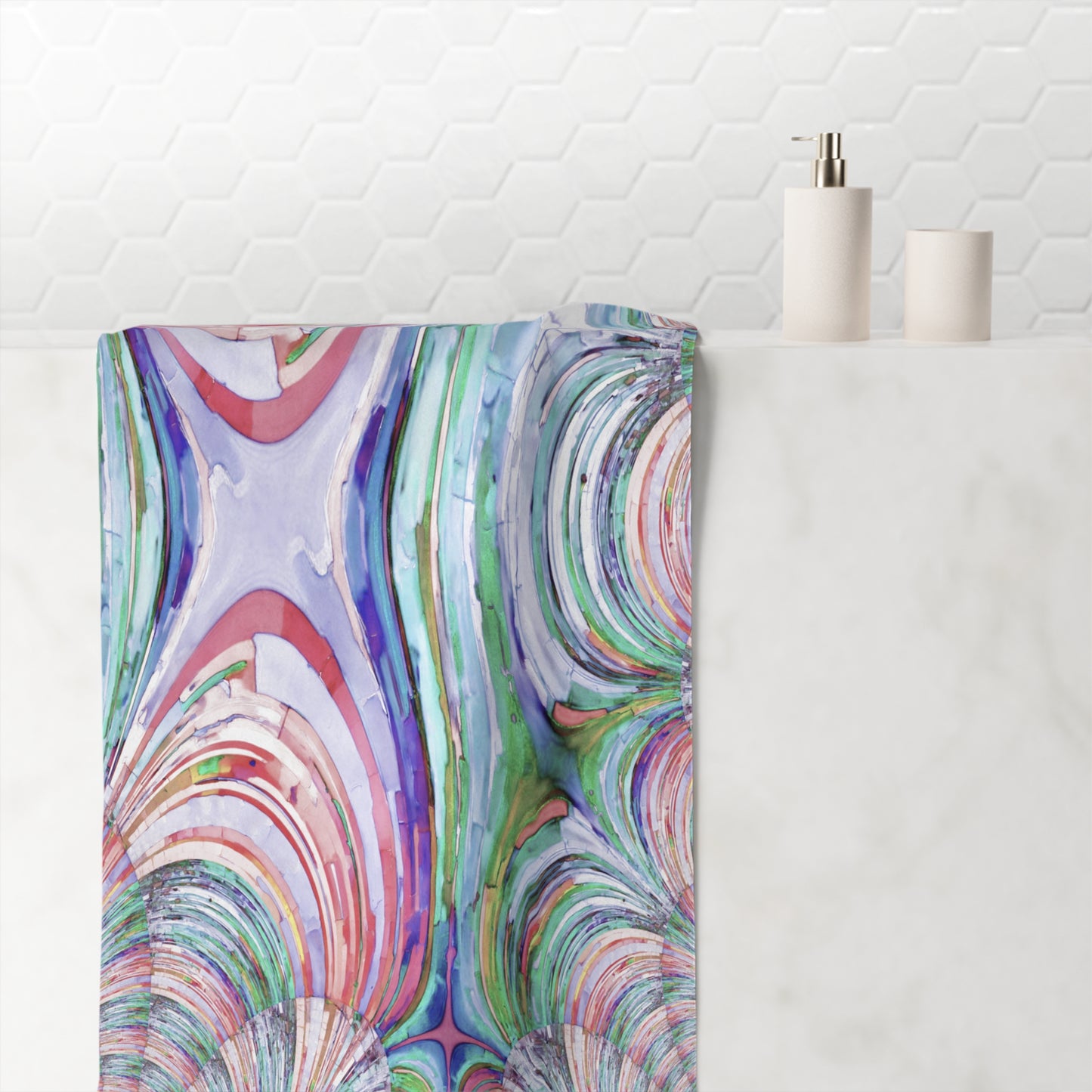 Uzi Spiral Pastels Mink-Cotton Towel (50% polyester, 50% cotton),  30" x 60"