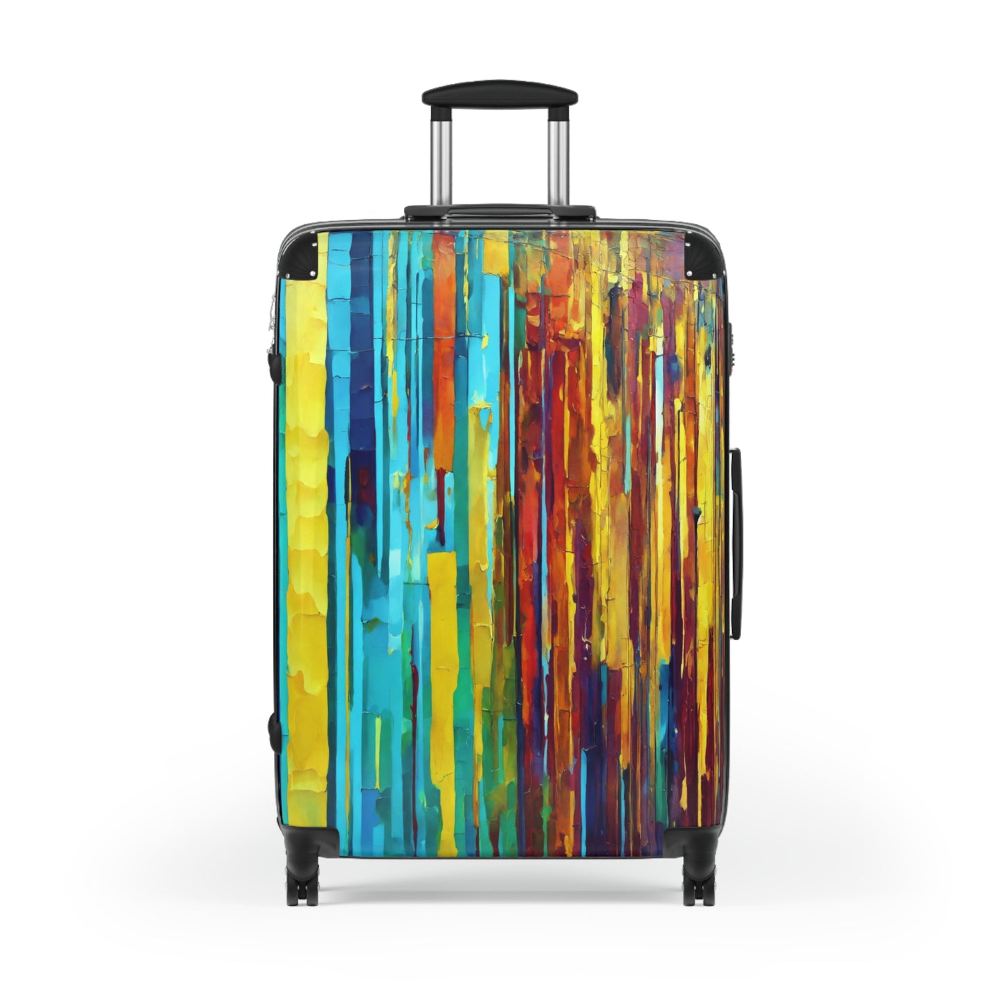Striped Alpha Large Suitcase with built in lock, 4 double-wheels, telescopic handle, and ABS back hard-shell