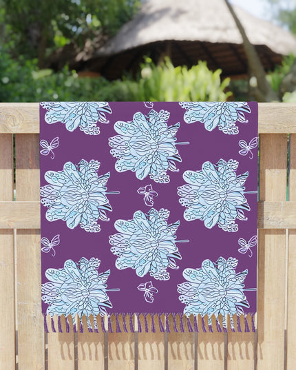 Blue Floral Butterflies 38" × 81" Boho Beach Cloth
