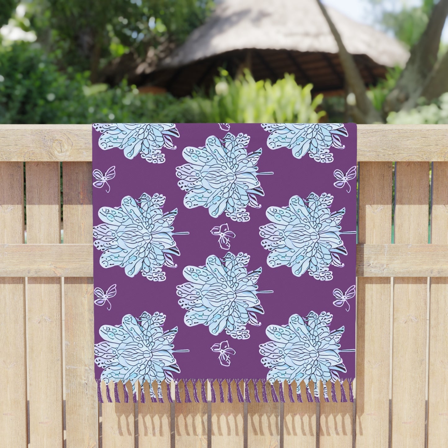 Copy of Blue Floral Butterflies 38" × 81" Boho Beach Cloth
