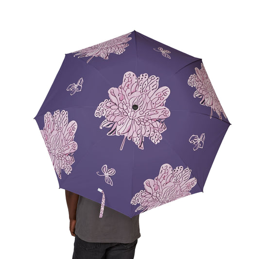 Magenta Floral Butterflies Foldable Umbrella - Compact & Chic