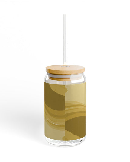 Brown Wavey Sipper Glass, 16oz