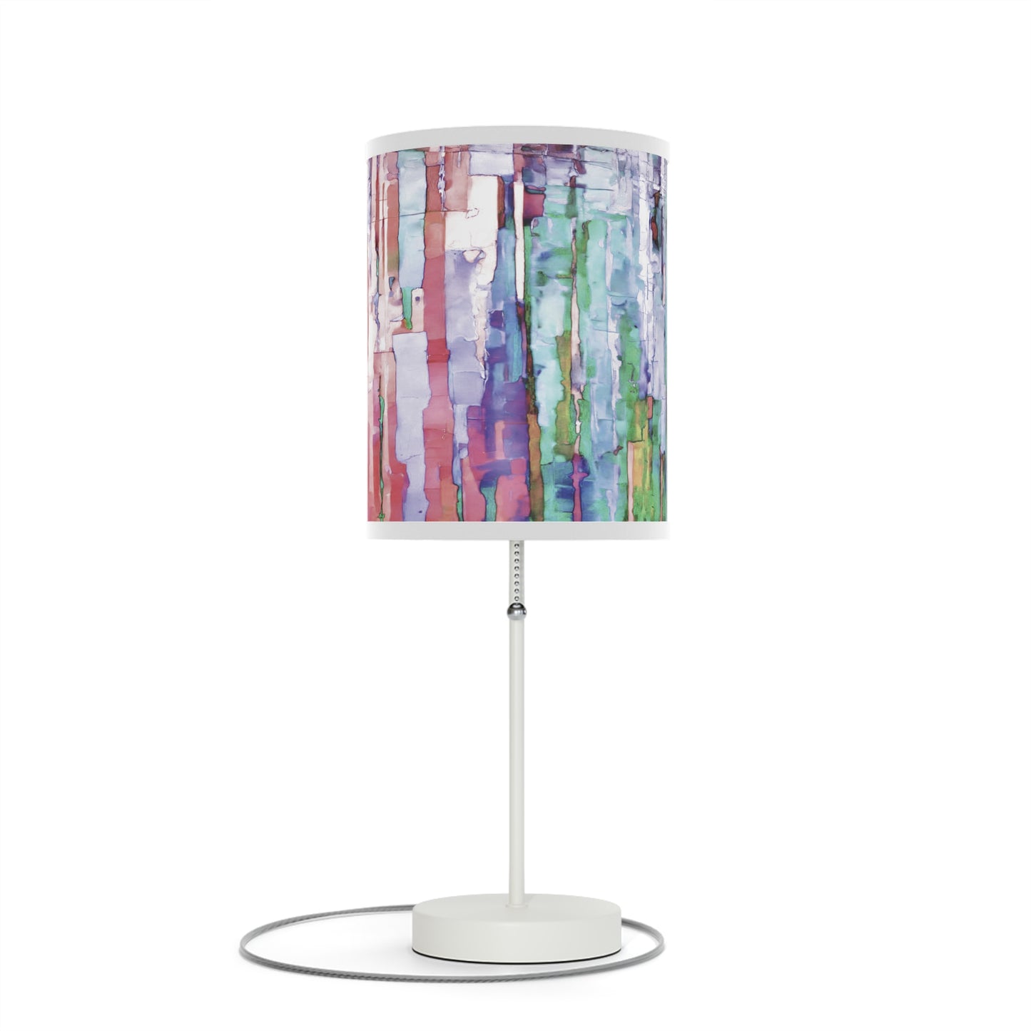 Striped Pastels Table Lamp on a White or Silver Stand, US|CA plug