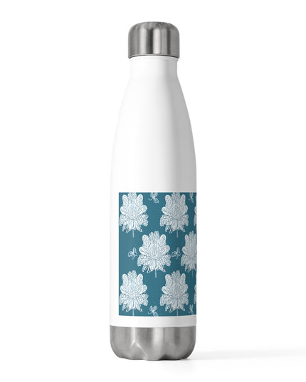 Tif Green White Floral Butterflies 20oz Insulated Water Bottle