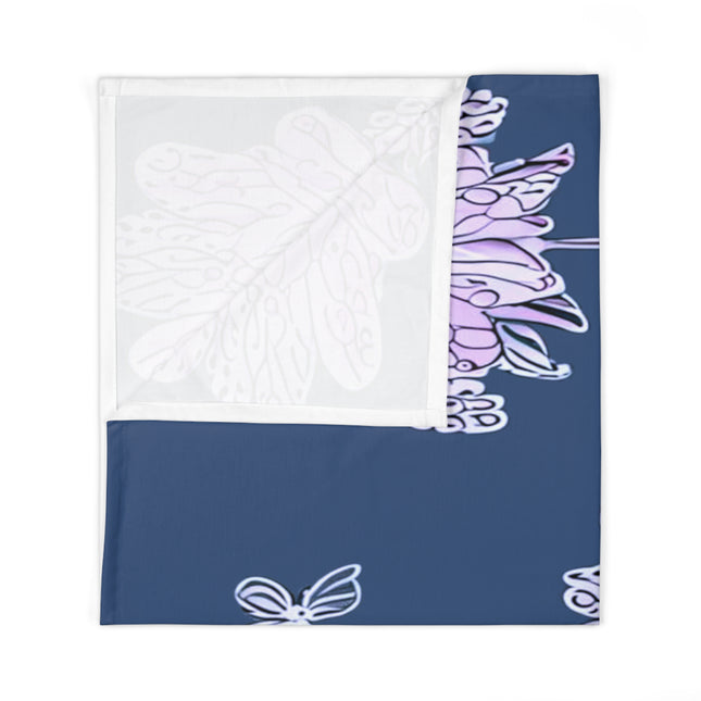 Purple White Floral Butterflies Baby Swaddle 30″×40″ Blanket