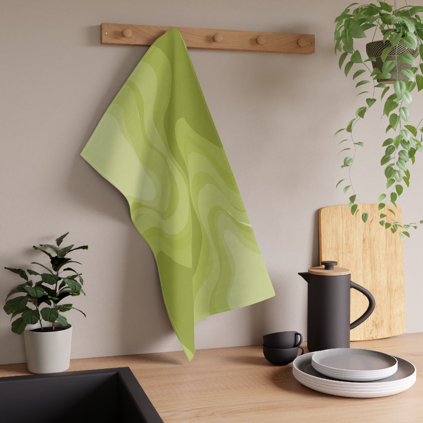 Lemon Wavey Tea Towels (cotton, poly), 18" x "30