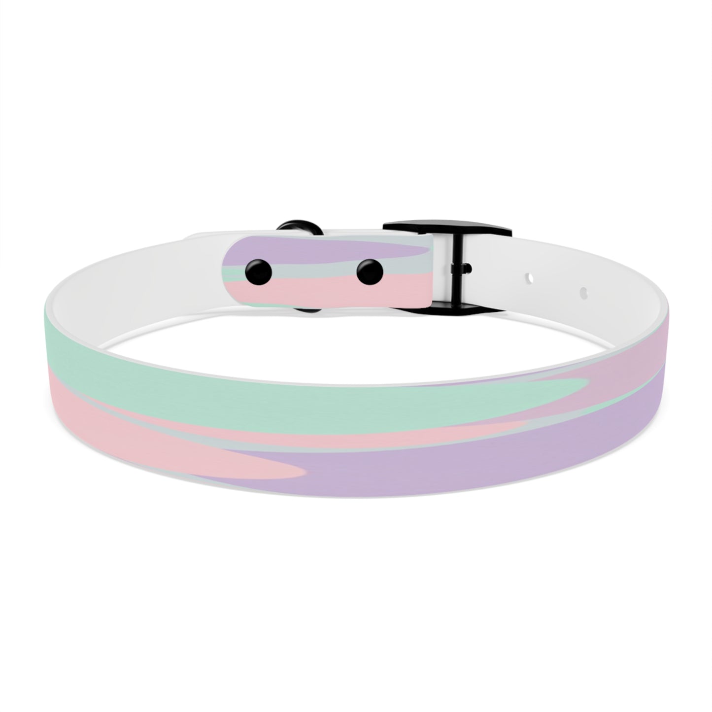 Pastel Peach and Soft Green Patches Large Dog Collar