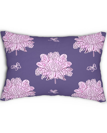 Magenta Floral Butterflies Spun Polyester Lumbar Pillow, 20" x 14"