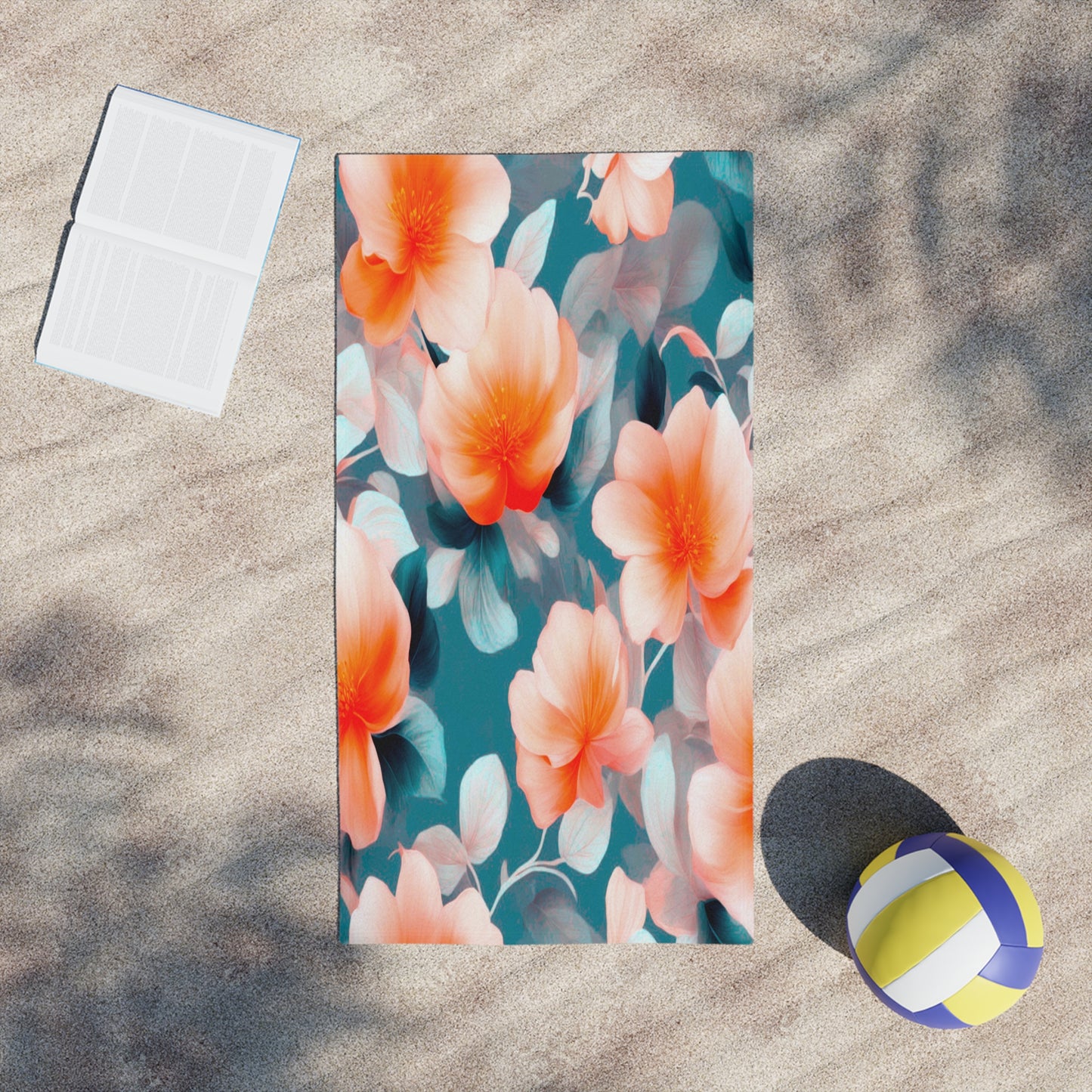 Orange Blossom Floral Bunch Beach Towel, 24" x 44"