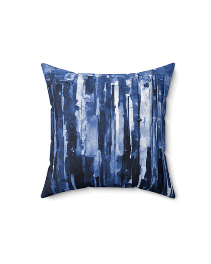 Striped Deep Blue 14" x 14" Faux Suede Square Pillow