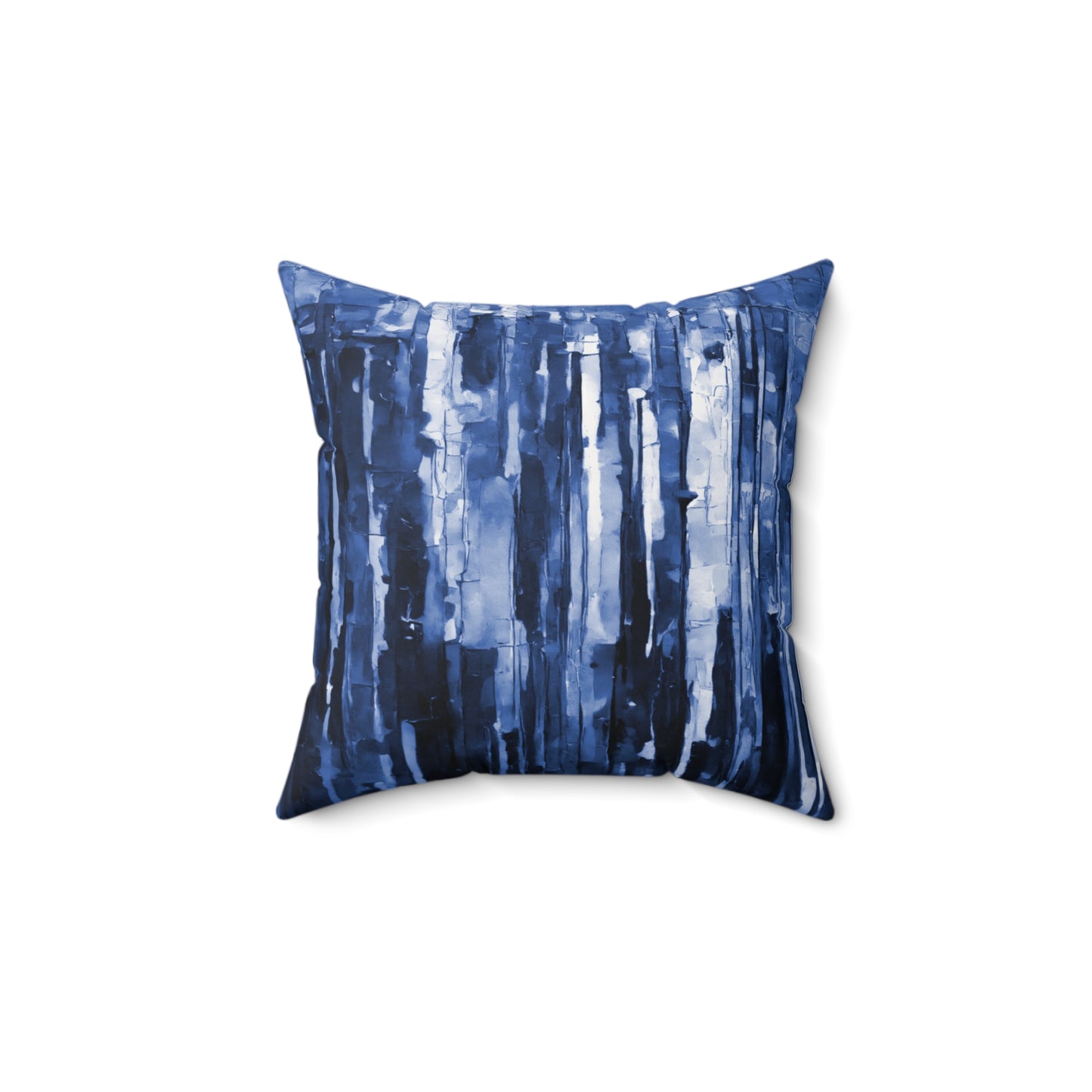 Striped Deep Blue 14" x 14" Faux Suede Square Pillow
