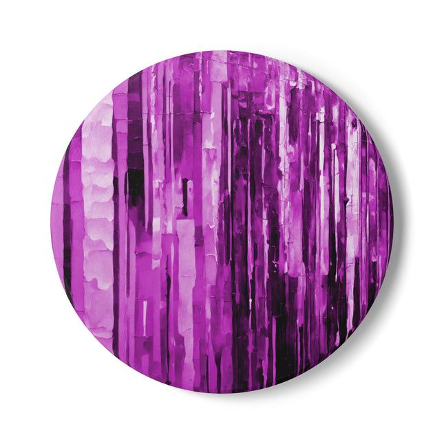Striped Powder Lavender 4" x 4" Round Ceramic Coaster