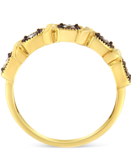 10K Yellow Gold Flashed .925 Sterling Silver Miracle-Set Diamond 5-Stone Ring Band (1/4 Cttw, J-K Color, I2-I3 Clarity)