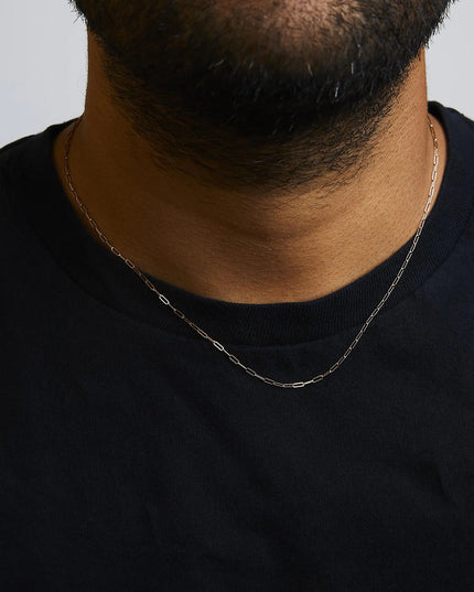 Unisex Solid 14K Gold 1.5mm Paperclip Chain Necklace - Choice of Length and Metal Color