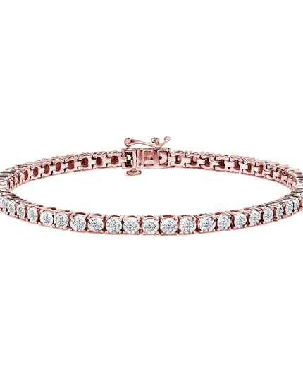 .925 Sterling Silver 1.0 Cttw Miracle-Set Diamond Round Faceted Bezel Tennis Bracelet (I-J Color, I3 Clarity)