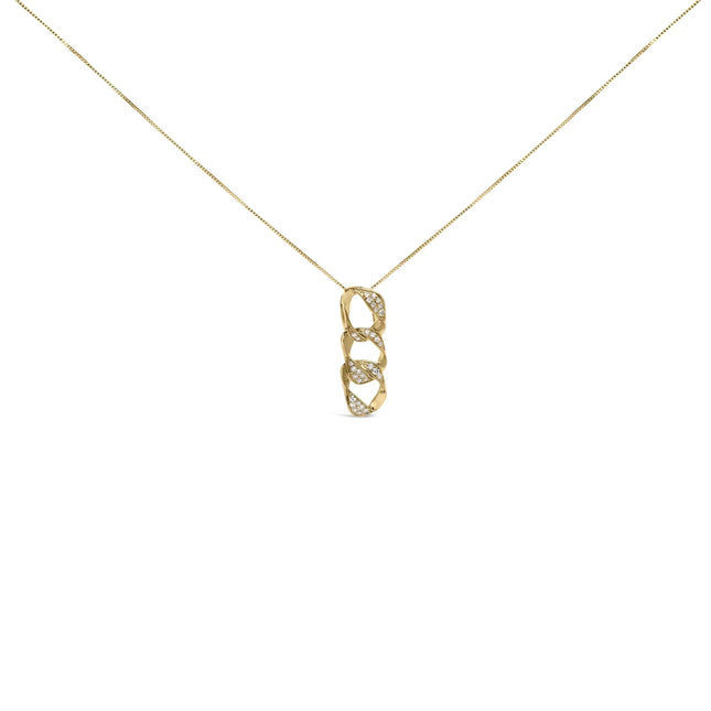 14K Yellow Gold Plated .925 Sterling Silver 1/6 Cttw Diamond Interlocking Triple Asymmetric Circle Hoop 18" Pendant Necklace (H-I Color, I1-I2 Clarity)