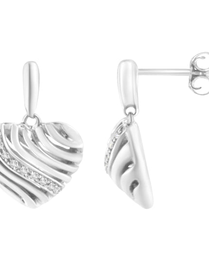 Sterling Silver Heart Diamond Accent Puff Earrings (I-J, I1-I2)