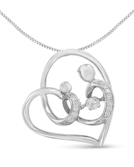 .925 Sterling Silver 1/6 cttw Diamond Heart Pendant Necklace (H-I, I1-I2)