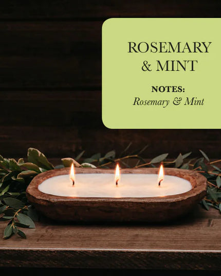 3-Wick Dough Bowl Soy Candle - Rosemary & Mint