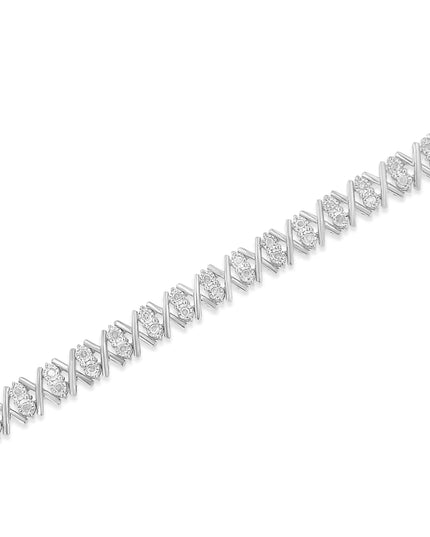 .925 Sterling Silver 1.0 Cttw Diamond Miracle-Set X-Link 7" Tennis Bracelet (I-J Color, I3 Clarity)