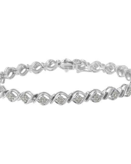 Sterling Silver Diamond Cluster Link Bracelet (1 cttw, I-J Color, I2-I3 Clarity)