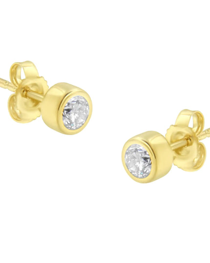 10K Gold 0.30 Cttw Round Brilliant-Cut Near Colorless Diamond Bezel-Set Stud Earrings (H-I Color, I1-I2 Clarity)