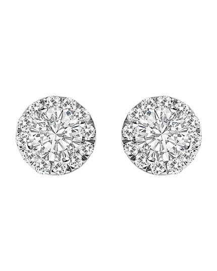14K White Gold 1/2 Cttw Lab-Grown Diamond Halo Stud Earring (F-G Color, VS1-VS2 Clarity)