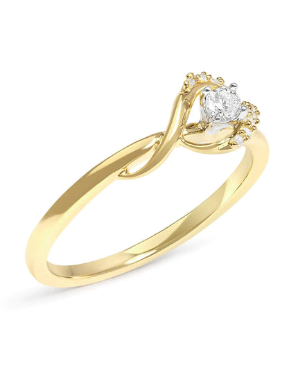 14K Yellow Gold Flash Plated .925 Sterling Silver 1/6 Cttw Diamond Swirl and Halo Promise Ring (I-J Color, I3 Clarity)