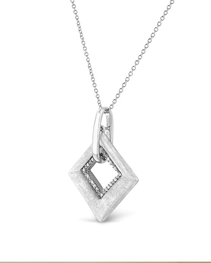 .925 Sterling Silver Pave-Set Diamond Accent Kite Shape 18" Pendant Necklace (I-J Color, I1-I2 Clarity)