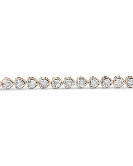 .925 Sterling Silver 1.0 Cttw Miracle Set Diamond Heart-Link 7" Tennis Bracelet (I-J Color, I2-I3 Clarity)