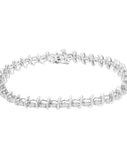 .925 Sterling Silver 1 cttw Prong-Set Diamond Link Bracelet (I-J, I1-I2) - 7.25"