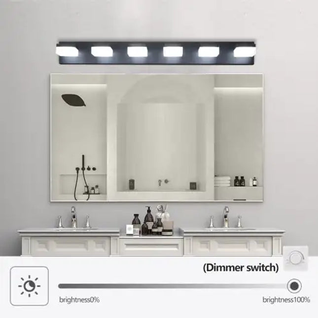 6-light Black LED Makeup Mirror Fixtures For Bathroom And Vanity