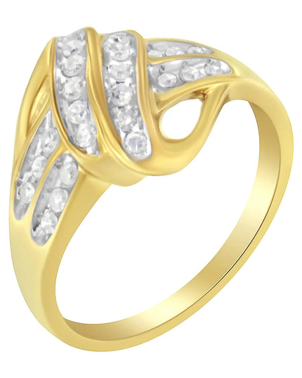 10K Yellow Gold Plated .925 Sterling Silver 1.0 Cttw Diamond Flower Cluster Open Halo Floral Ring (J-K Color, I2-I3 Clarity)
