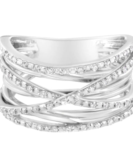 .925 Sterling Silver 1/4 Cttw Prong Set Round-Cut Diamond Bypass Ring (I-J Color, I1-I2 Clarity)