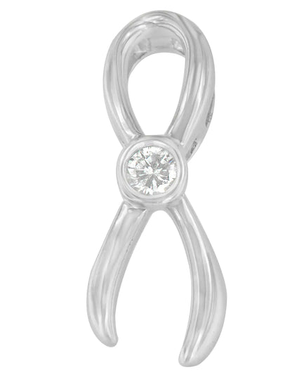 .925 Sterling Silver 1/10 cttw Diamond Ribbon Pendant Necklace (H-I, I1-I2)