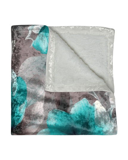 Tif Green Gray Floral Bunch Crushed Velvet Blanket, 50" x 60"