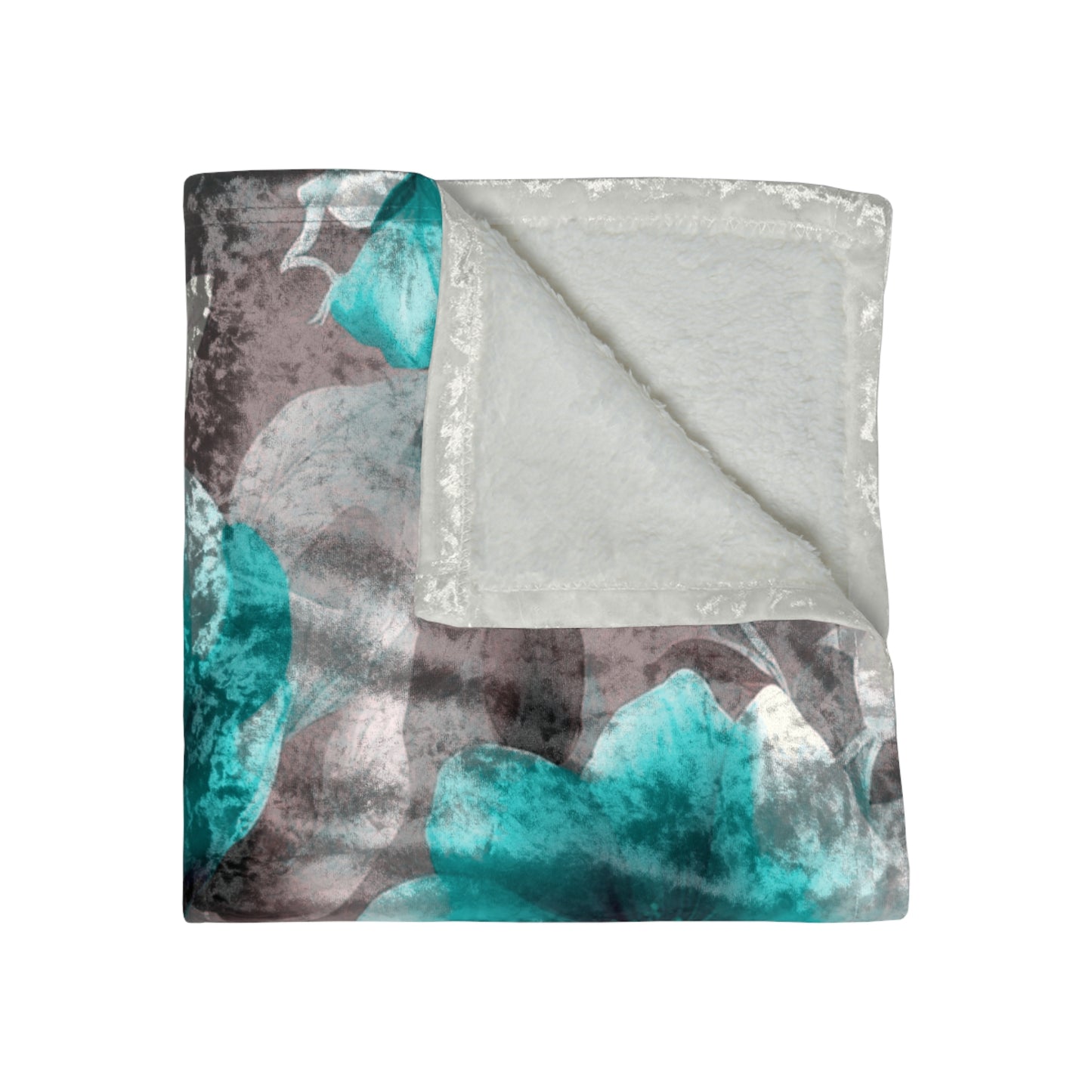 Tif Green Gray Floral Bunch Crushed Velvet Blanket, 50" x 60"