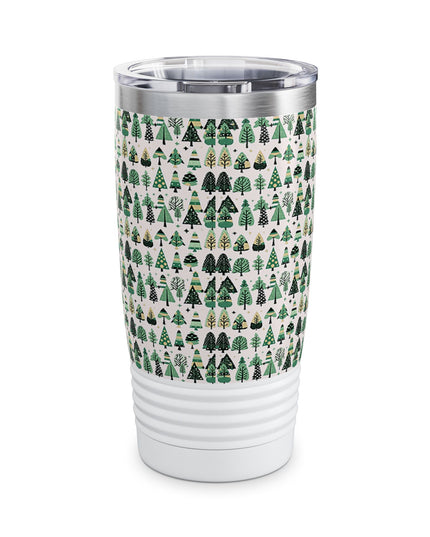 Mini Vintage Green Trees Ringneck Tumbler, 20oz in white