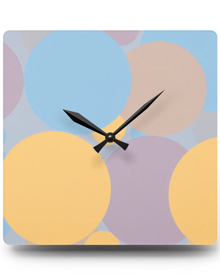 Pastel Baby Blue and Peach Patches Acrylic Wall Clock, Round or Square, 10.75" x 10.75"