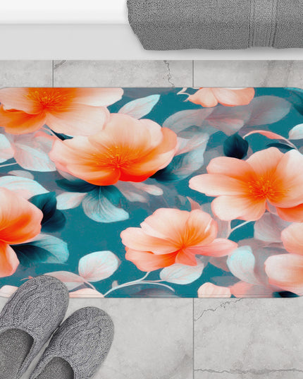 Orange Blossom Floral Bunch 34" x 21" Bath Mat
