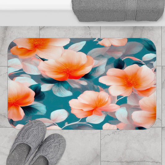 Orange Blossom Floral Bunch 34" x 21" Bath Mat