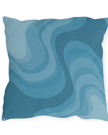 Sky Blue Wavey 18" x 18" Outdoor Pillow