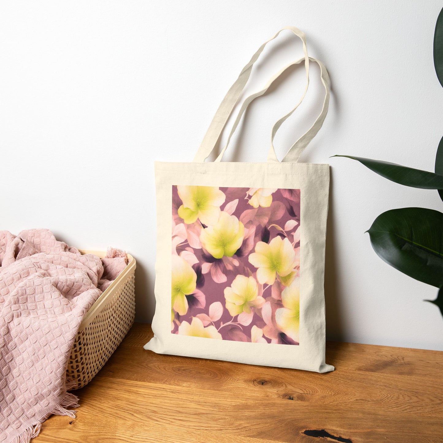 Lemon Blossom Floral Bunch Cotton Canvas Tote Bag