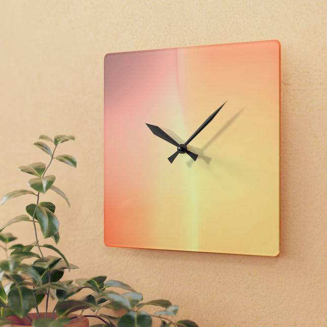 Hot Peach Fade Acrylic Wall Clock, Round or Square, 10.75" x 10.75"