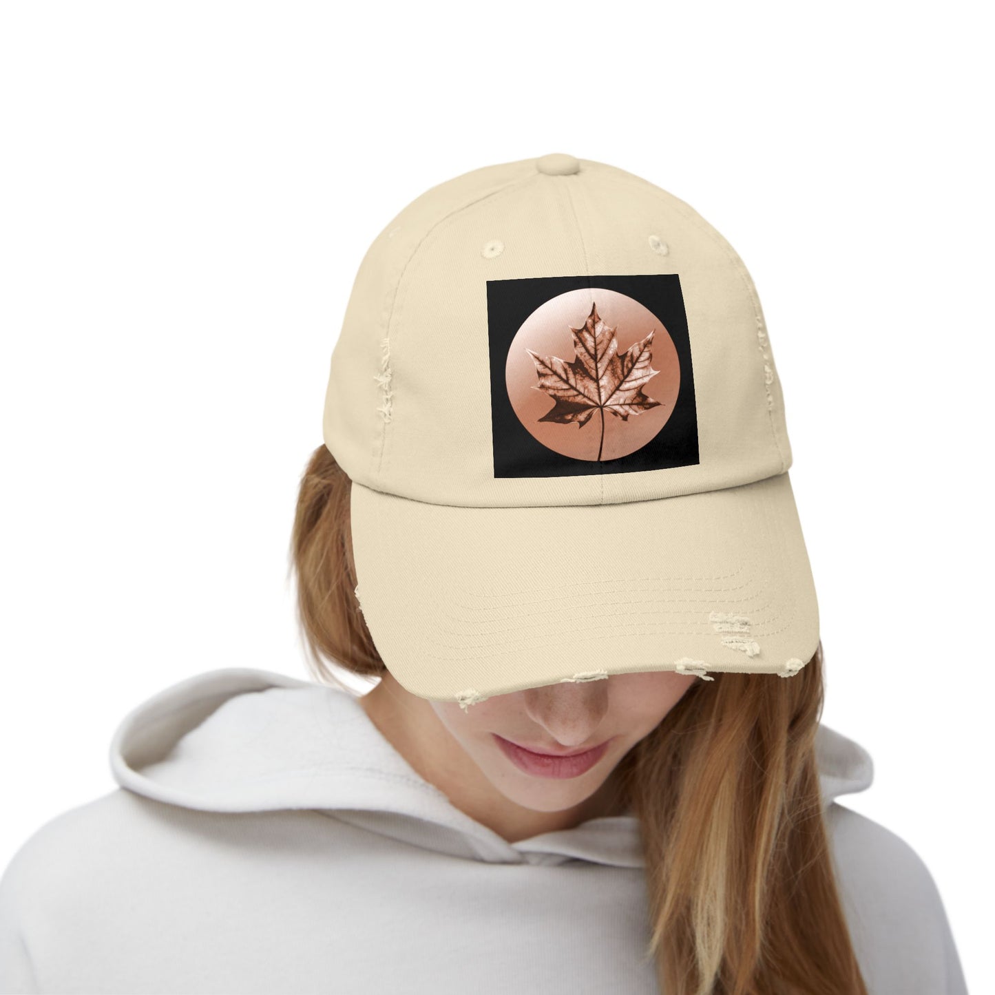 Soft Maple Leaf Unisex Distressed Cap