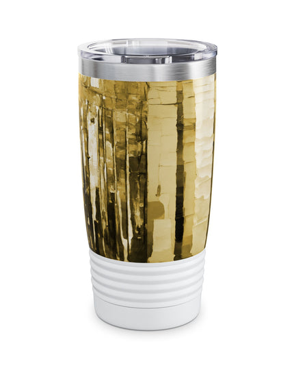 Striped Light Brown Ringneck Tumbler, 20oz in white