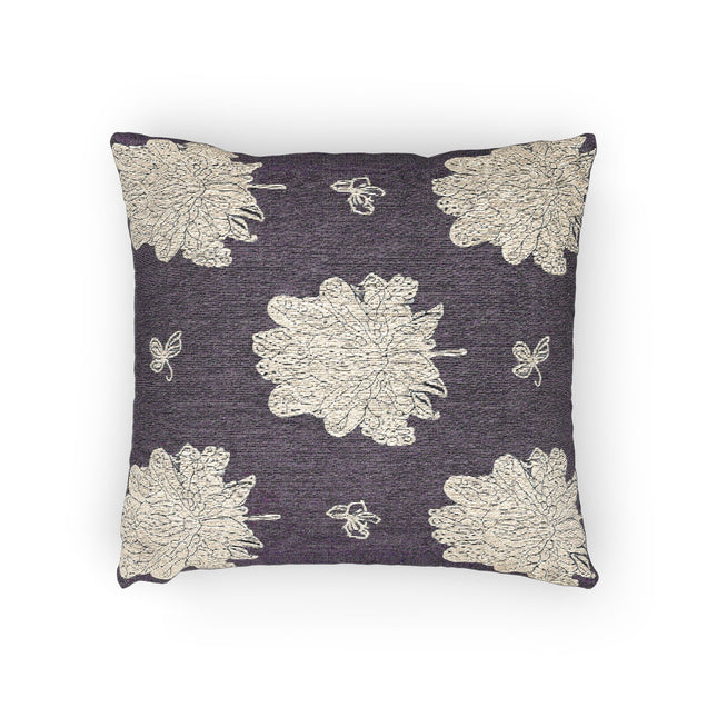 White Floral Butterflies Woven Pillow, 17" x 18"