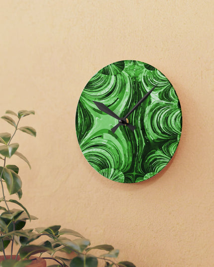 Uzi Spiral Mint Pastel Acrylic Round Wall Clock, 8" x 8"