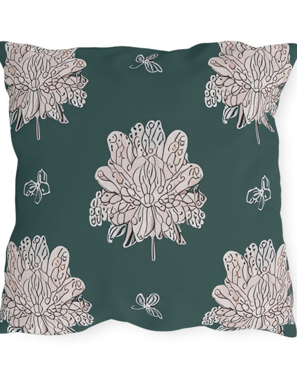 Soft White Floral Butterflies 20" x 20" Outdoor Pillow